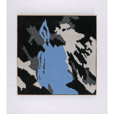 Hele. TOUCHED BY CLOUDS. 2021. Handwoven tapestry / wool, linen, recycled cotton, wooden frame, 39 x 39 cm